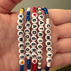 Custom Beaded Stretch Bracelet: Personalized Name, Team Colors, Favorite Colors, Words, Bands, Lyrics, Affirmations, Sayings