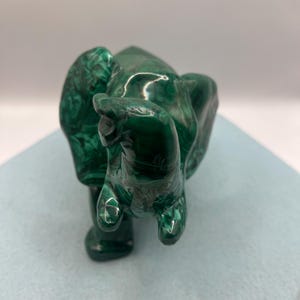 2.606 kg (5 lb 12 oz) Polished Malachite Elephant Carving – DRC, Handmade by Locals