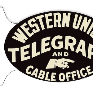 Western Union Telegraph Flange Oval Reproduction Sign 12×18