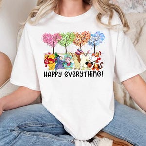 Happy Everything Pooh Shirt, Holiday Seasons Cartoon Tee, Year Round Celebration T-Shirt, Cute Disney Character Graphic