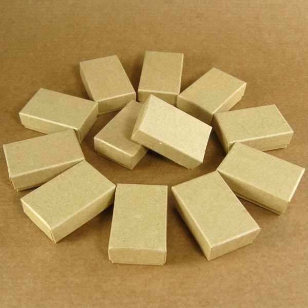 Mini Kraft Chipboard Jewelry  Gift Boxes - Set of 12  / 1-3/4 x 1-1/8 x 5/8 Inch / Perfect for Gift Wrapping, Packaging & Favors