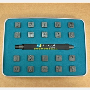 1/4" Sparrow Numbers & Glyphs Stamps by Melody Ross / Set of 20 With Handle / Use On Chipboard and Leather