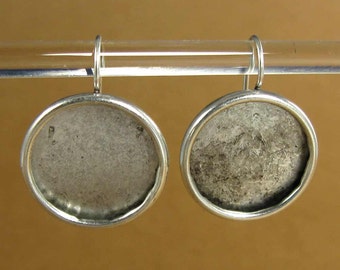 21mm Bezel Large Circle Earrings Blanks  - Antiqued Sterling Silver Plated Finish