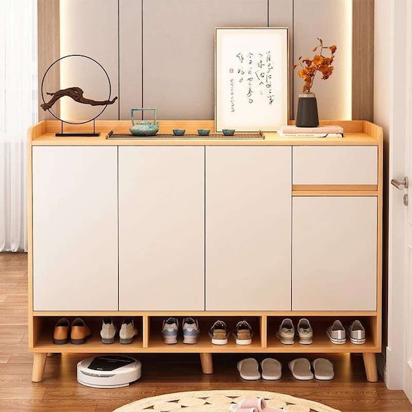 Ninhia Wooden Shoe Cabinet Multi Layer Storage