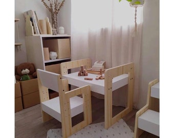 Bureau d'étude pour enfants, table et chaise Ninhia avec rangement