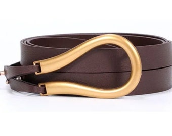 Big Horseshoe Arch, High Quality U-Shaped Belt, Dress Belt, Luxury Gold Buckle Belt, Letter Belt