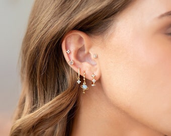 Earring Set of 4, Silver Earrings Set, Gold Earring Set, Piercing Earring, Gold Earring Set, Minimalist Piercing Earrings