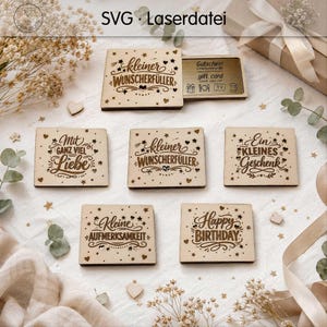 Laser Vorlage Gutscheinhalter Set (5 Designs) | Geschenkverpackung für Gutscheinkarten | SVG Datei | Holz Laser Cut