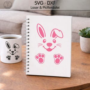 Bunny plotter file SVG & DXF – cute bunny design – vinyl plotter and laser cutter – scalable Easter design