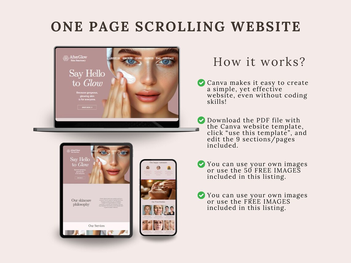 Canva Sales Page Template Canva Website Template Esthetician Landing