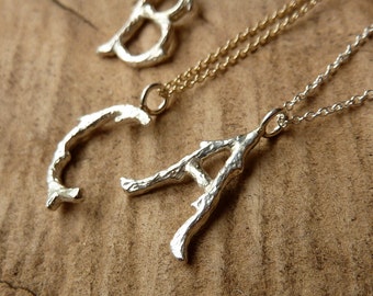 Branch Initial Necklace - Sterling Silver