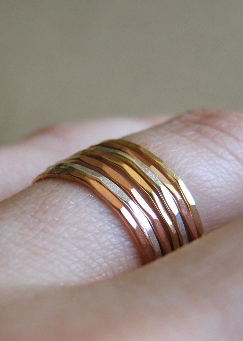 Slim Stacking Rings Mixed Metals, Set of 9 image 5