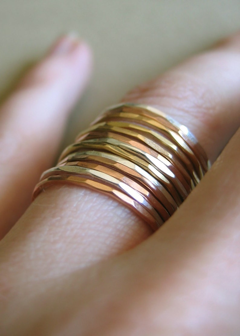 Slim Stacking Rings Mixed Metals, Set of 9 image 1