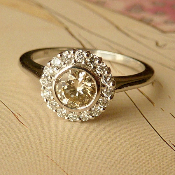 Bezel Set Diamond Halo Ring