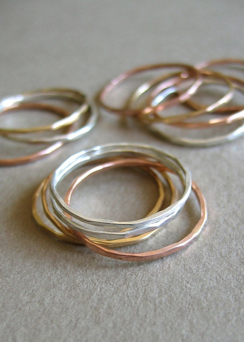 Slim Stacking Rings Mixed Metals, Set of 9 image 2