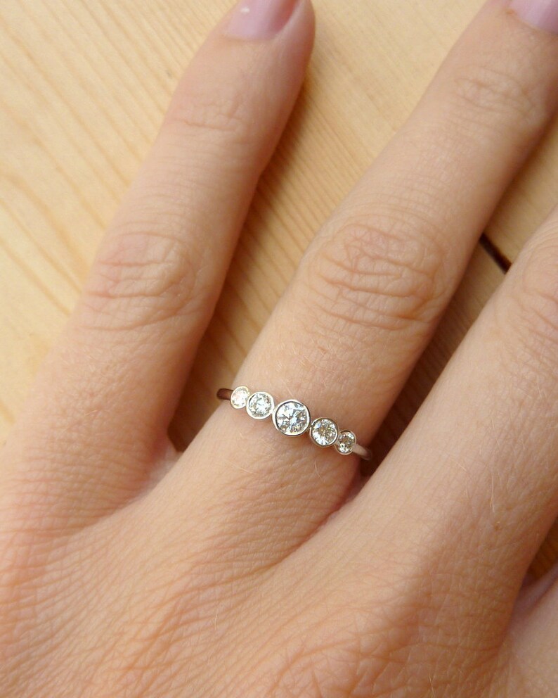 Petite 5 Stone Bezel Set Diamond Band Etsy