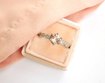 Morganite and Diamond Scalloped Ring