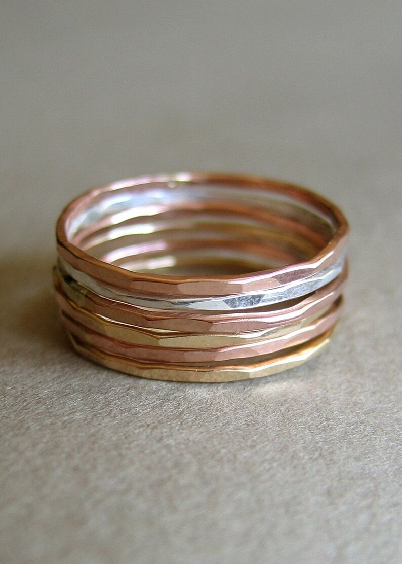 Slim Stacking Rings Mixed Metals, Set of 9 image 3