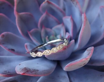 Scalloped Half-Eternity Band - 14K white gold