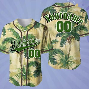 Personalized Hawaiian Baseball Jersey with Team Name Number, Custom Hawaii Floral Shirt for Men Women Youth Kid Jersey Button Down Shirt