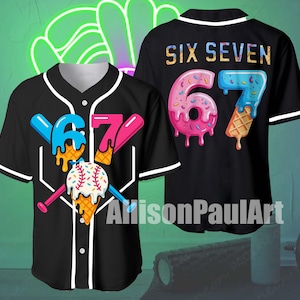 6 7 Baseball Jersey, Funny Halloween Costume for Kids or Parents, Teacher Outfit, TikTok Trend Meme Shirt, Humorous Jersey Gift