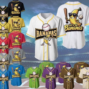 Custom Funny Banana Baseball Jersey, Let&#39;s Go Bananas Shirt for Baseball Fans Personalize Team Name Number, Gift For Savannah Baseball Fan