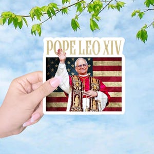 Adesivo fustellato Papa Leone XIV - Decalcomania cattolica del Midwest, etichetta di fede OPE, adesivo religioso per laptop, regalo del Papa americano