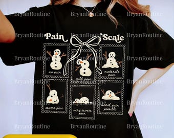 Échelle de douleur de Noël PNG Svg pour circuit, conception drôle de vacances d'infirmière, graphique médical de bonhomme de neige, cadeau de travailleur de la santé, téléchargement numérique
