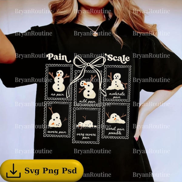 Christmas Pain Scale PNG Svg For Circut, Funny Nurse Holiday Design, Medical Snowman Graphic, Healthcare Worker Gift, Digital Download