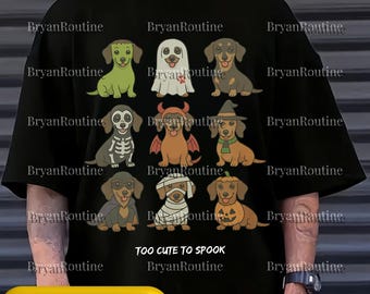 Dachshund Halloween PNG, Spooky Wiener Dog Digital Art, Funny Weenie Retro Design, Vintage Dog Mom Gift, Comfort Colors Sublimation File