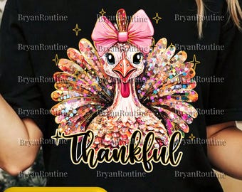 Colorful Coquette Turkey PNG Svg For Circut, Pink Bow Thanksgiving Digital File, Fall Holiday Clipart, Trendy Printable Graphic