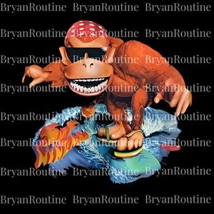 Vintage 1995 Funky Kong Surf Black PNG for Men, Gift for Him Sublimation, Digital Download