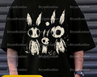 Creepy Cute Bunny Rabbits Svg PNG, Y2K Horror Bunny Digital Art, Goth Grunge Rabbit Design, Cute Spooky Animal Lovers Sublimation File