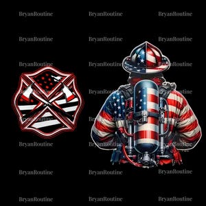 Firefighter USA Flag PNG Art File, Firefighter Png, Firefighter Svg, Fireman Gift, Patriotic Hero Digital Download, Independence Day Gift