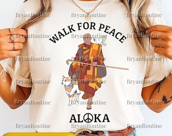 Peace Walking Monk And Aloka Dog PNG, Minimalist Zen Art, Buddhist Compassion Illustration, Meditation Peace Graphic, Printable PNG
