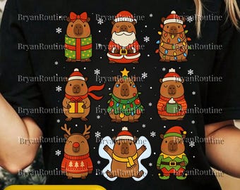 Christmas Capybara PNG Svg For Circut, Funny Capybara Family Shirt, Cute Xmas Hoodie Design, Capybara Lover Tee, Sublimation File