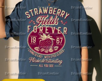 Strawberry Fields Digital File, Rock Band Vintage Design, Old School Band Art, Trendy Music Printable, Retro Music Meme