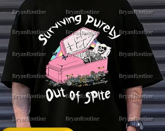 Survivre purement par dépit PNG, PNG gothique drôle, squelette et chauves-souris PNG céleste, conception femme gothique bohème, fichier de sublimation humour noir