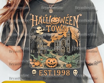 Vintage Halloween Town Est 1998 Png Svg, Halloweentown Png, Take Me To Halloweentown Png, Pumpkin Halloweentown Png,Halloweentown Est 1998
