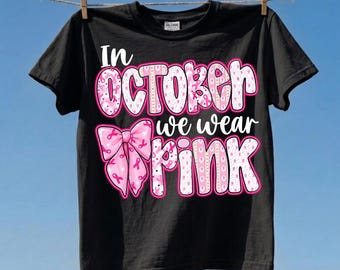October Pink Breast Cancer Awareness PNG, Pink Ribbon Digital Download