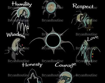 Seven Sacred Laws SVG, Indigenous Values PNG, Native American Culture Shirt Design, Spiritual Wisdom Quote Clipart, Truth Respect Love File
