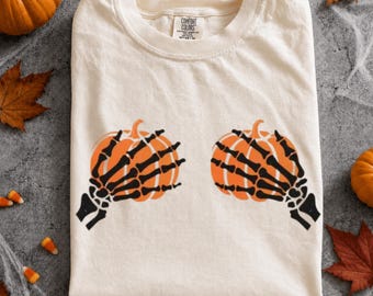 Halloween Pumpkin Skeleton Hands PNG, Spooky Season Digital Download, Instant Download