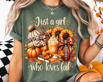 Just a Girl Who Loves Fall PNG, Autumn Watercolor Digital Download, Cozy Season Art