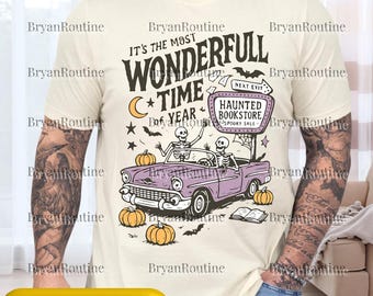 Most Wonderful Time of the Year Halloween Digital Design, Retro PNG, Funny Halloween Tee SVG, Vintage Shirt Clipart, Spooky Sublimation File