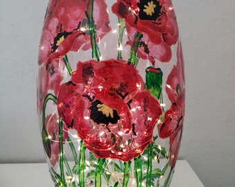 VASE LUMIERE COQUELICOT en verre grand modèle