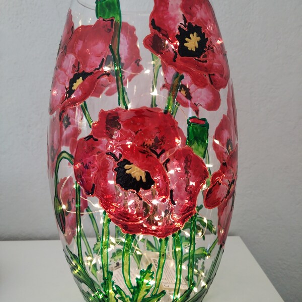 VASE LUMIERE COQUELICOT en verre grand modèle