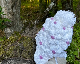 Pelo de flores de colores, Beretta para niños y jóvenes, hecho a mano, hilos naturales, gorro de pelo