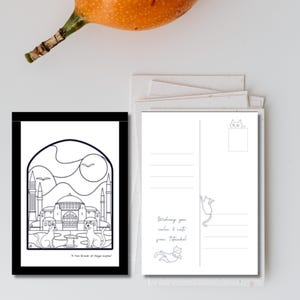 Istanbul Cat Postkarten-Kollektion – Teepause in der Hagia Sophia – Druckbare Postkarte | Digitaler Download (PDF) | Postkarten zum Ausmalen & Verschicken |