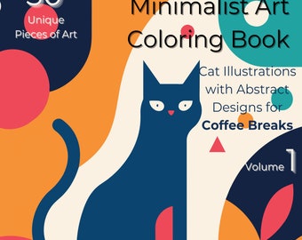Vol. 1- Cat Coloring Pages Printable, Minimalist Coloring Book Vol 1, Adult Relaxing Coloring Pages, Digital Download PDF