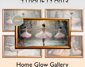 Ballerina Frame TV Art Set: Elegant Winter Ballet (Digital Download)